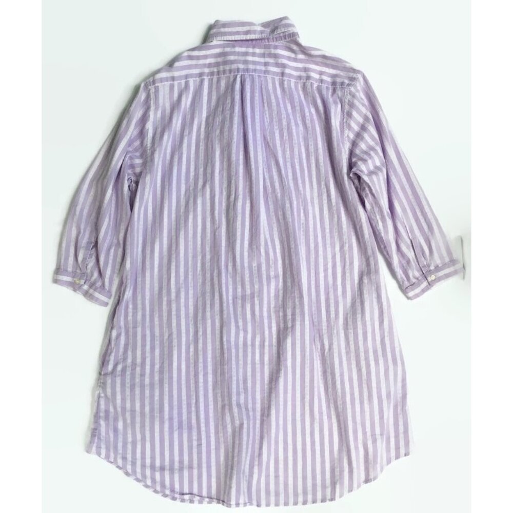 VTG Ralph Lauren Night Gown Sleep Shirt M Lavender Stripe Pocket Designer Lounge - Picture 8 of 8
